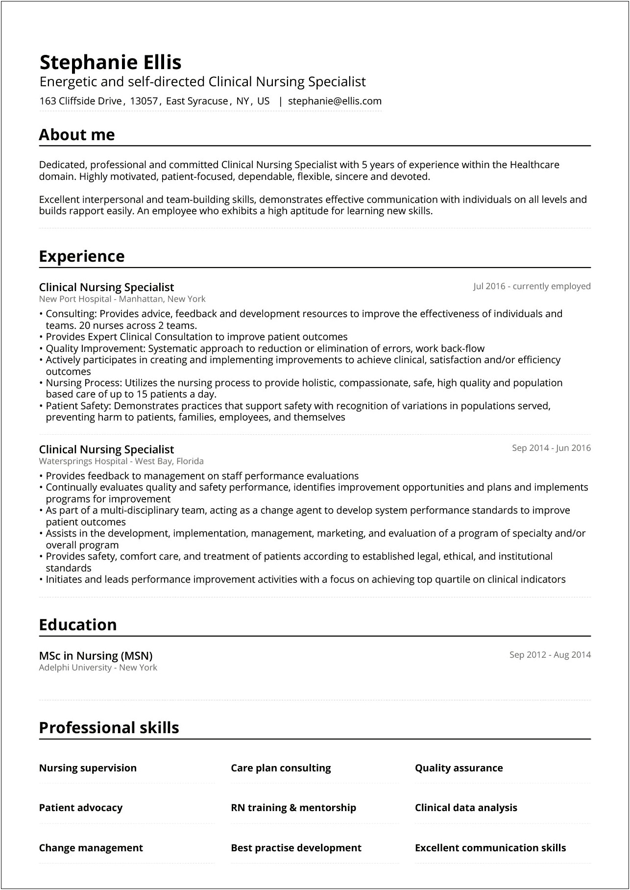 Examples Of Summary For Resume For Nursing