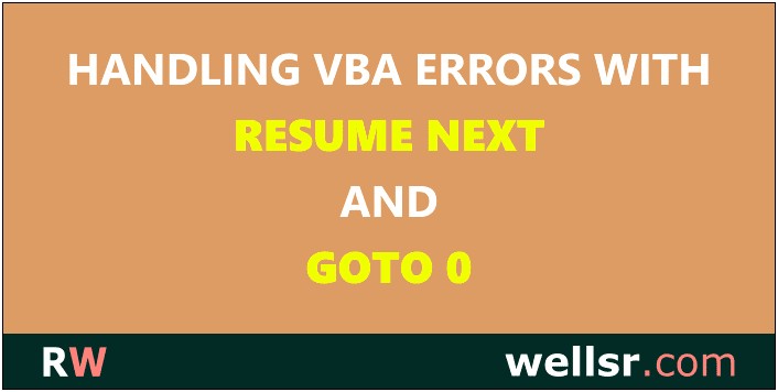 Excel On Error Resume Next Not Working