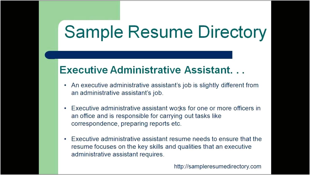 Executive Administrative Assistant Job Description Resume