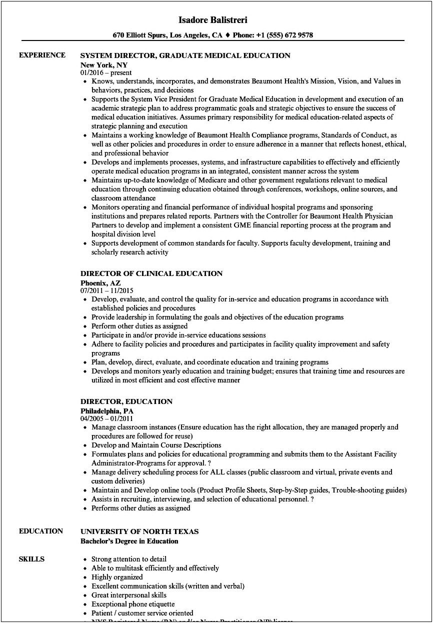 Executive Director Of A Private School Resume Samples
