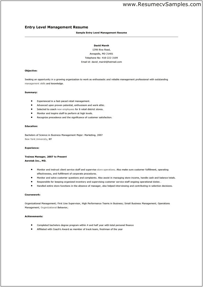 Executive Resume Summary For Beginner Trainer