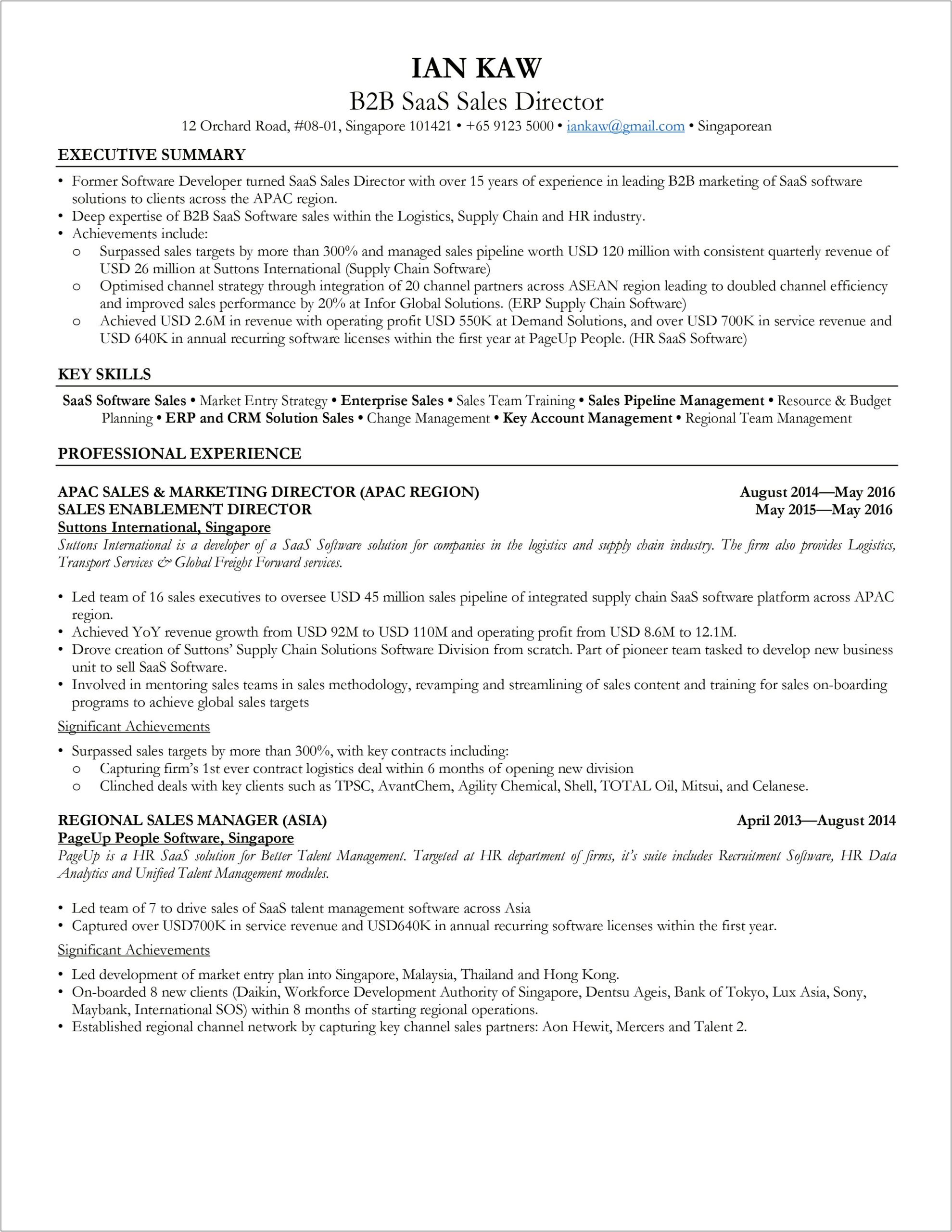 Executive Resume Word Template Ats Friendly Free Download