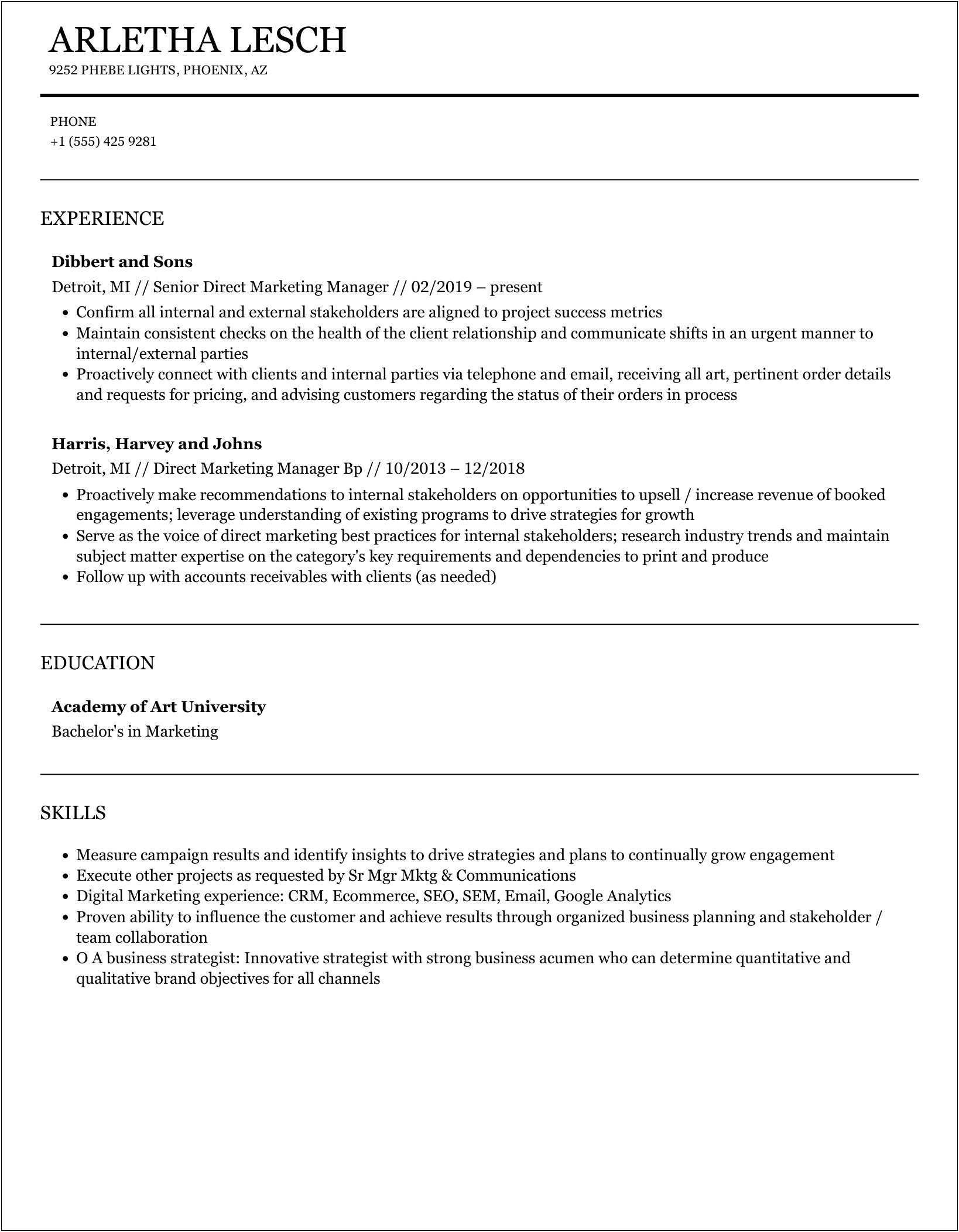 Experience With Connect Direct For Resume