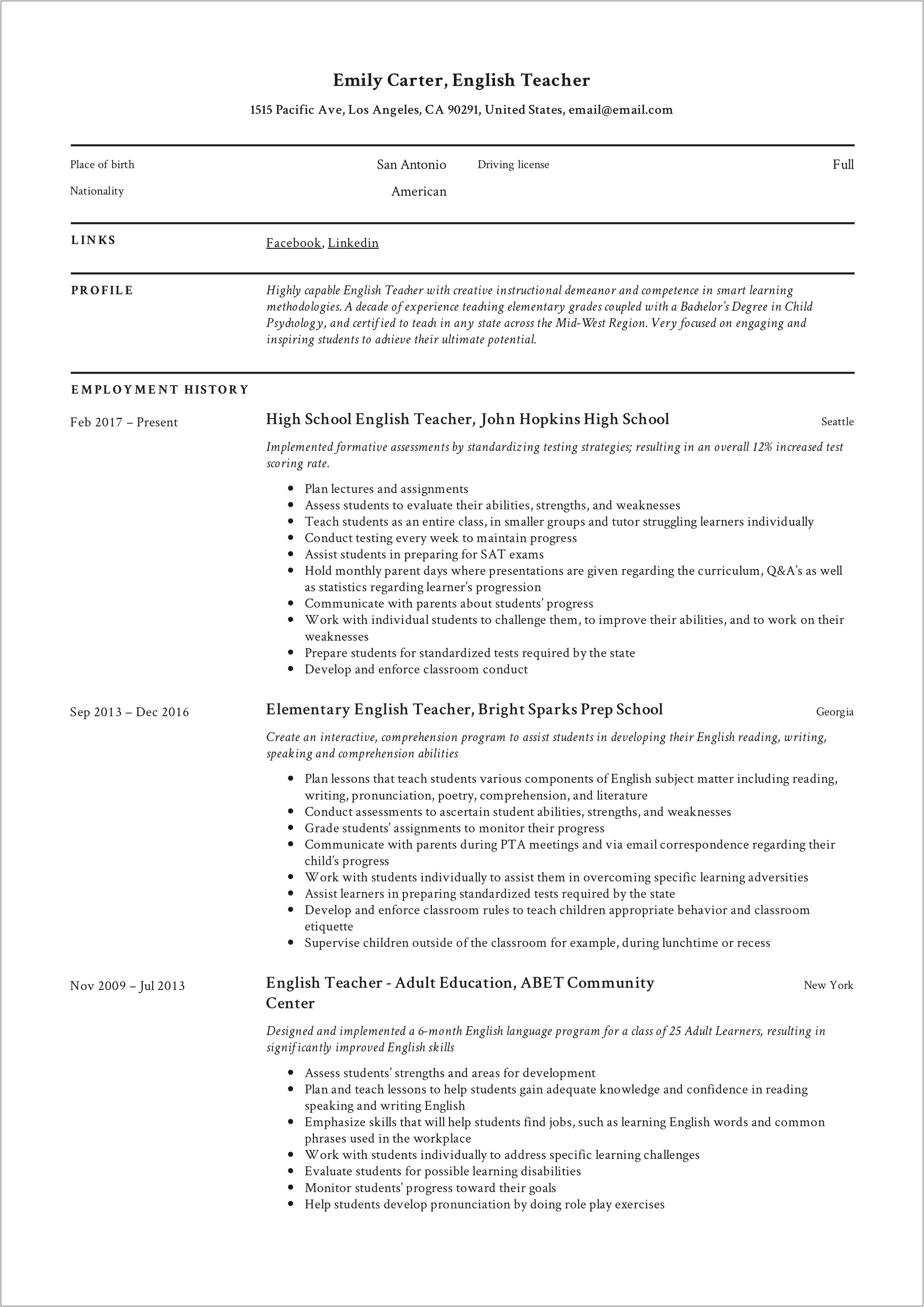 Explaining Resumes For High School Students