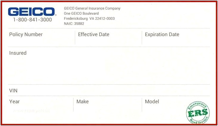 Fake Auto Insurance Card Template Download