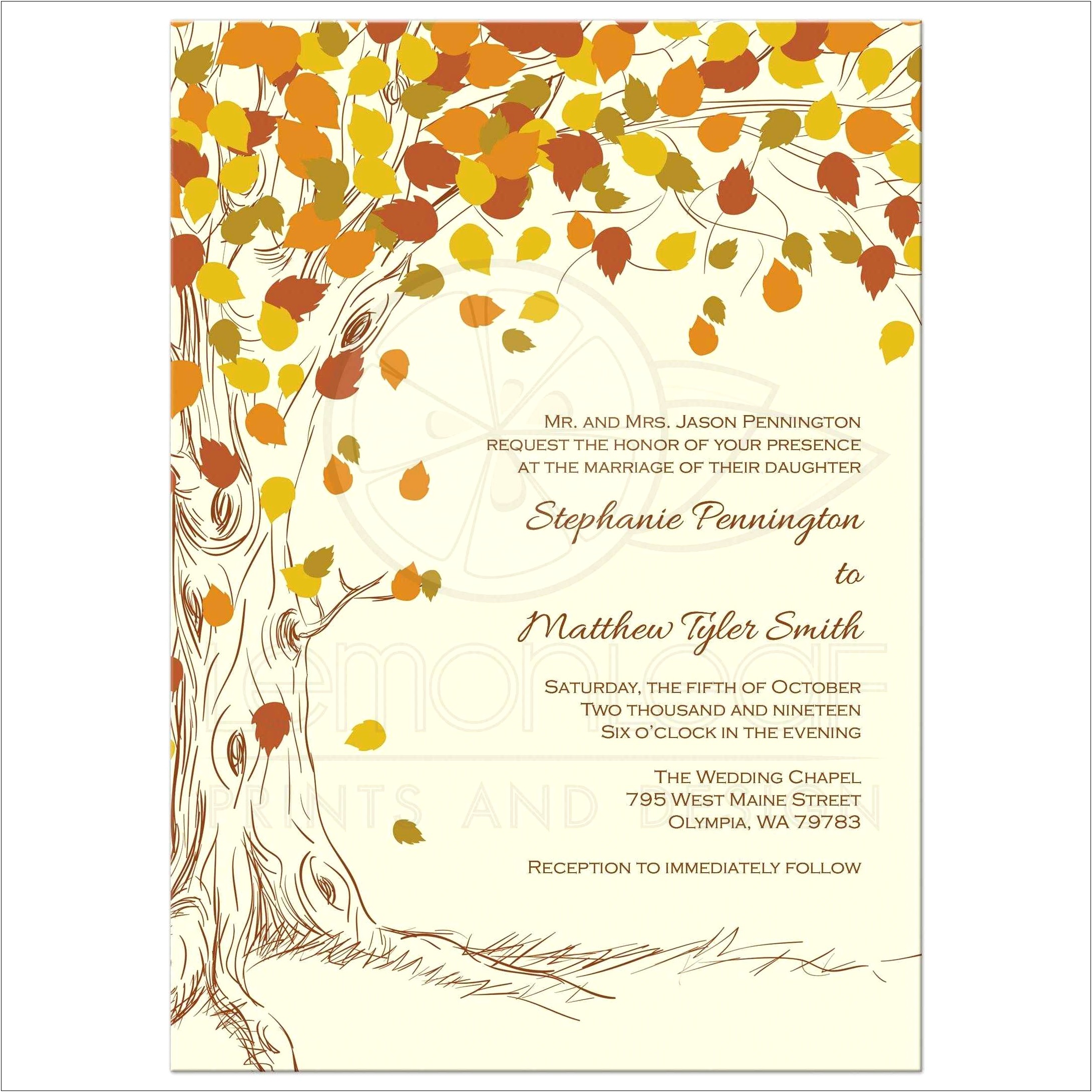 Fall Tree Of Love Wedding Invitations