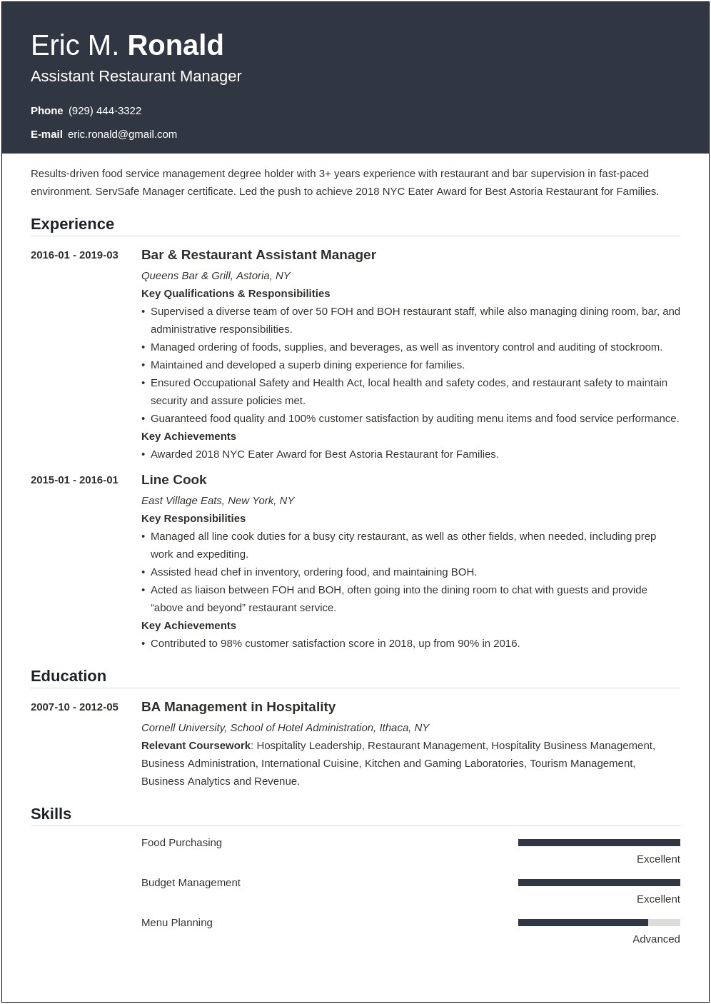 Fast Food Shift Leader Resume Examples