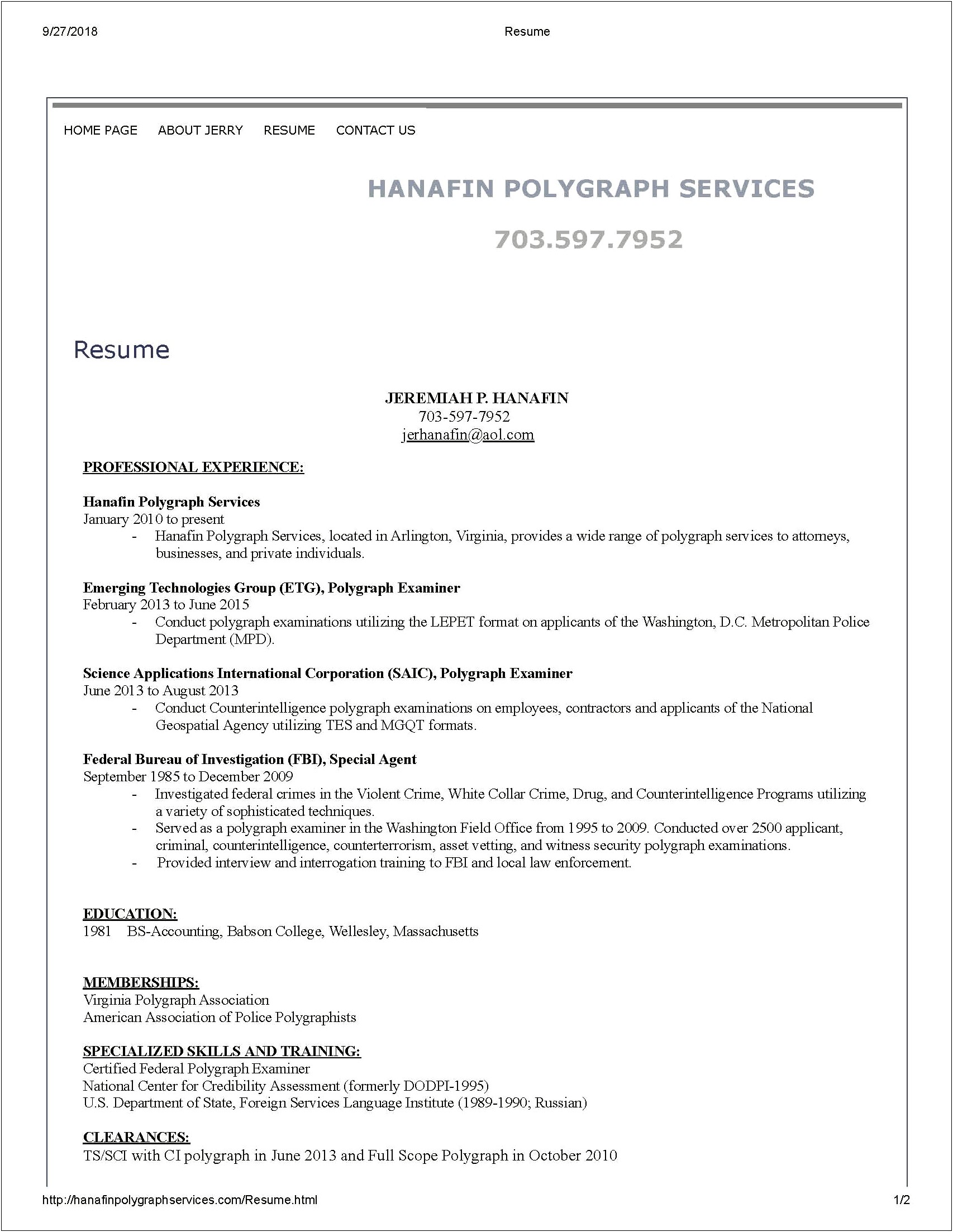 Fbi Special Agent Federal Resume Template