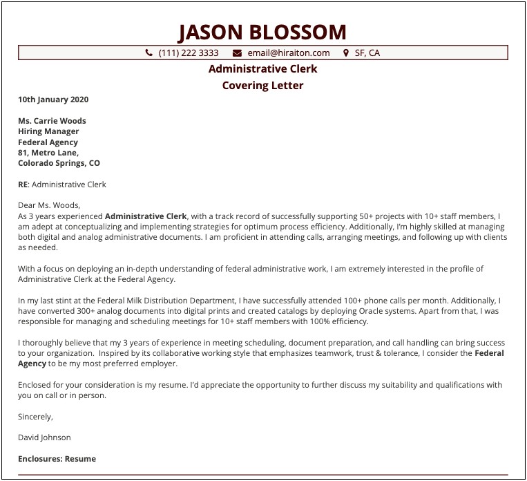 Federal Resume Cover Letter Who To Address