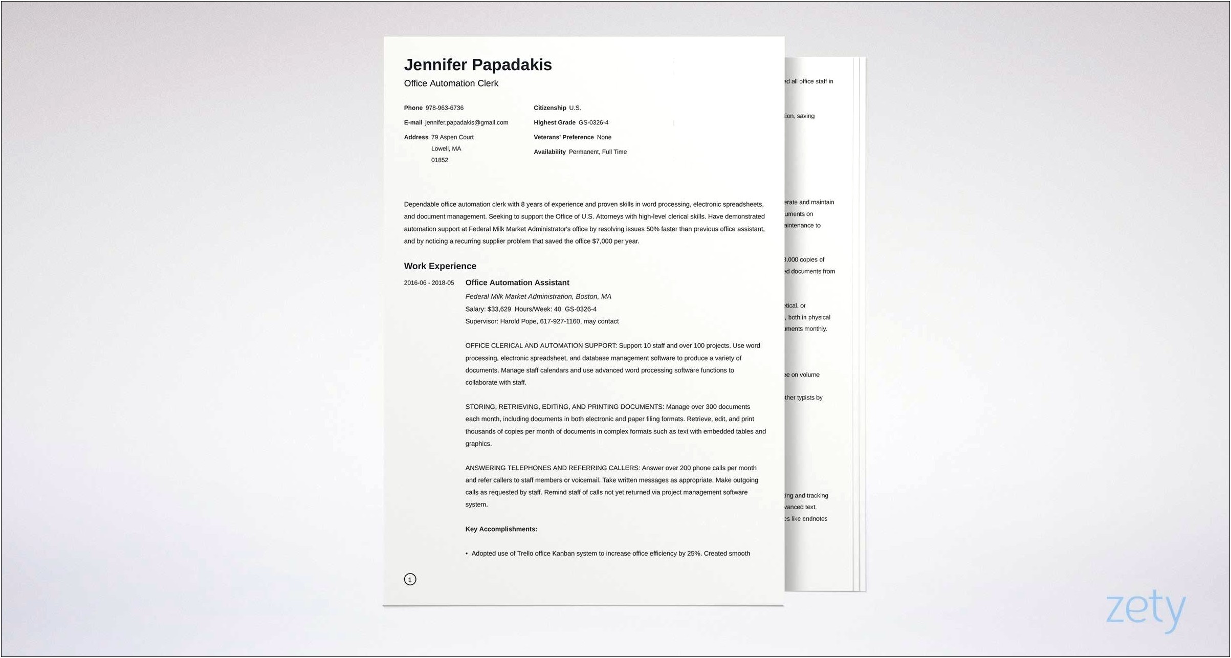 Federal Resume Template Department Of Interior Word