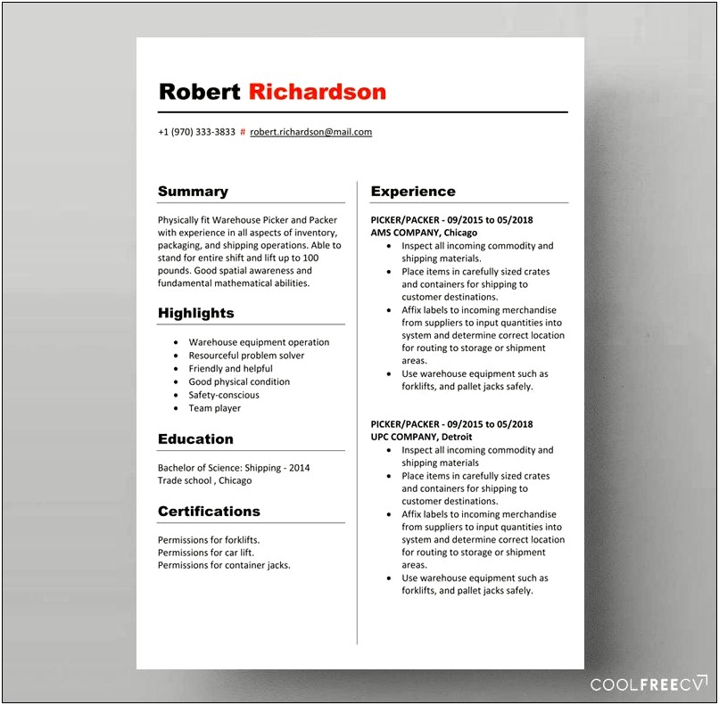 Fictious Simple Resume Examples Ready Made