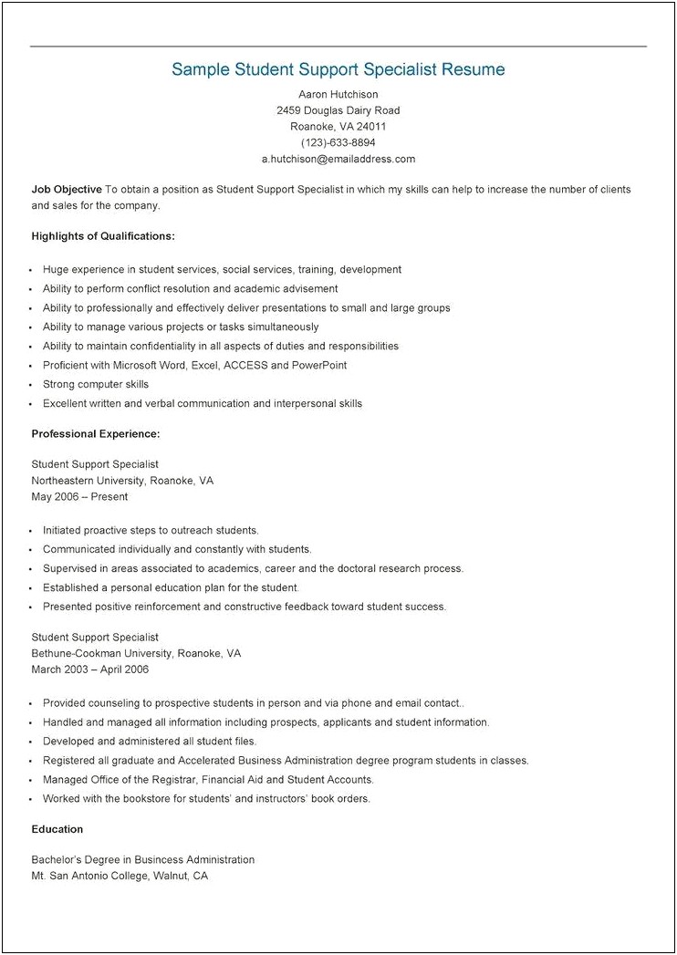 Financial Aid Officer Job Description For Resume