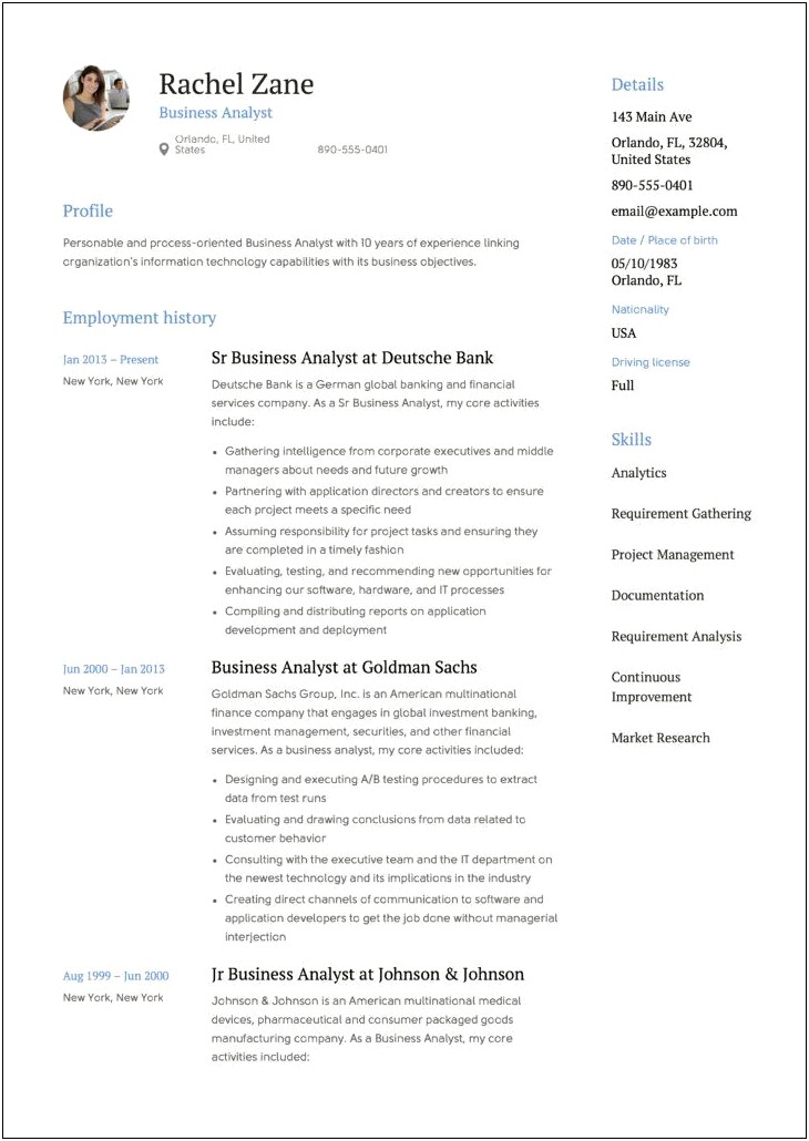 Financial Business Analyst Job Description Resume