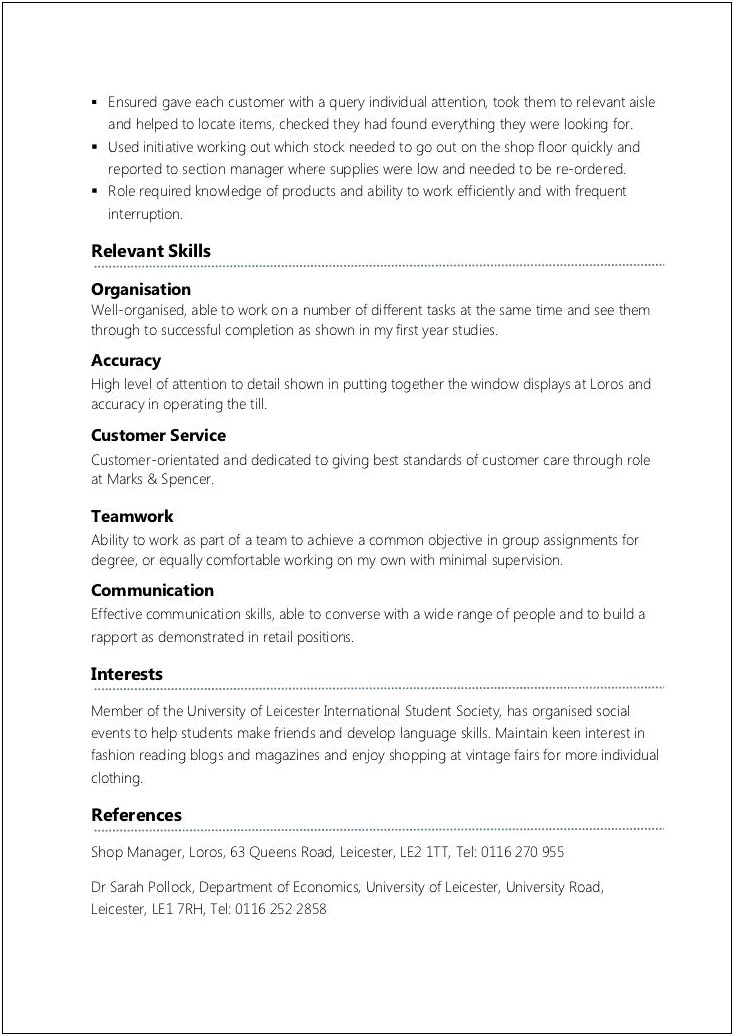 First Part Time Job Resume Sample