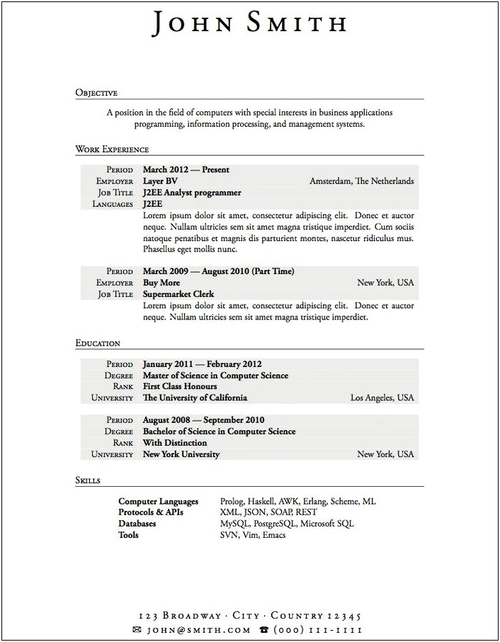 First Resume Template With No Work Experience