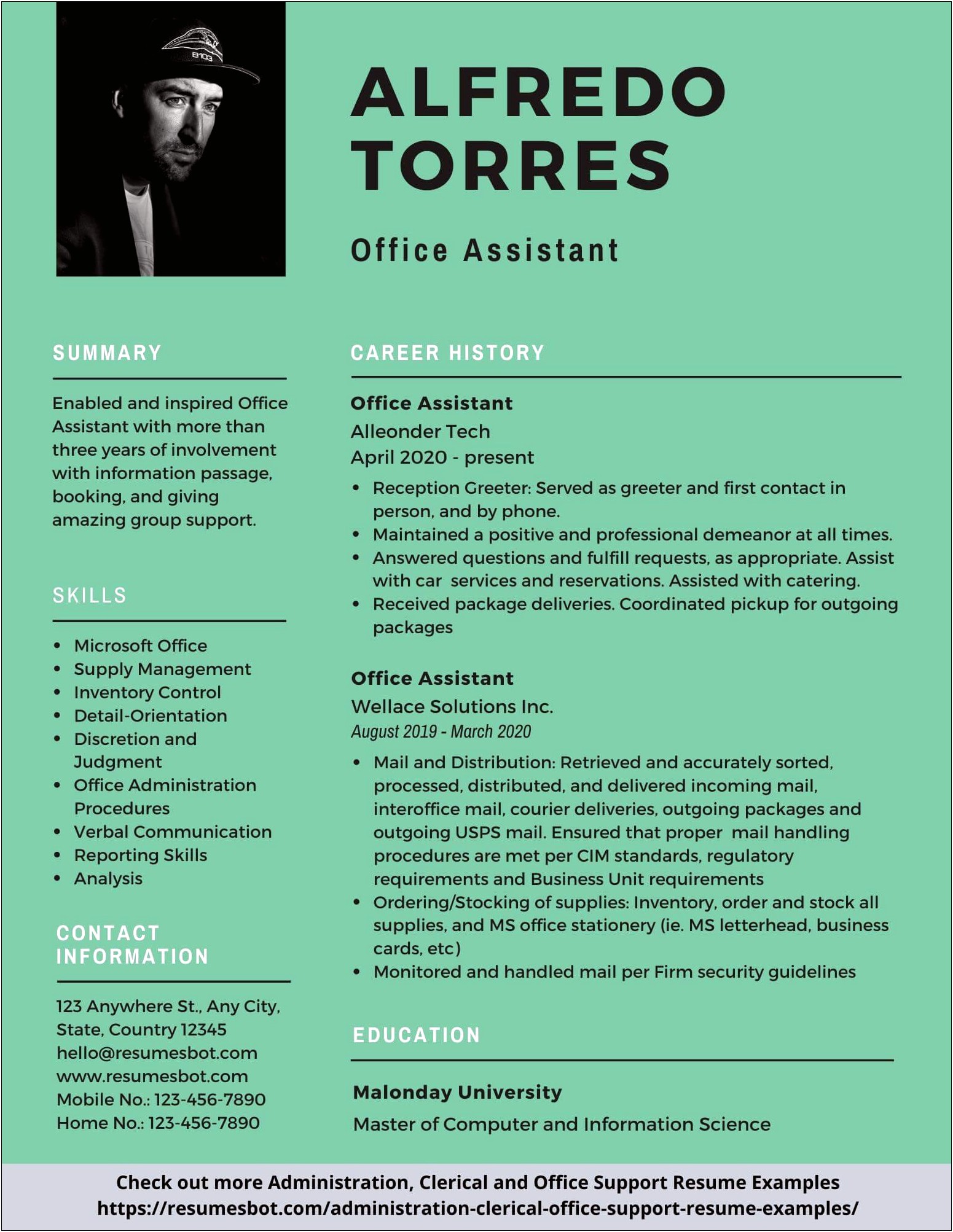First Time Office Job Resume Template