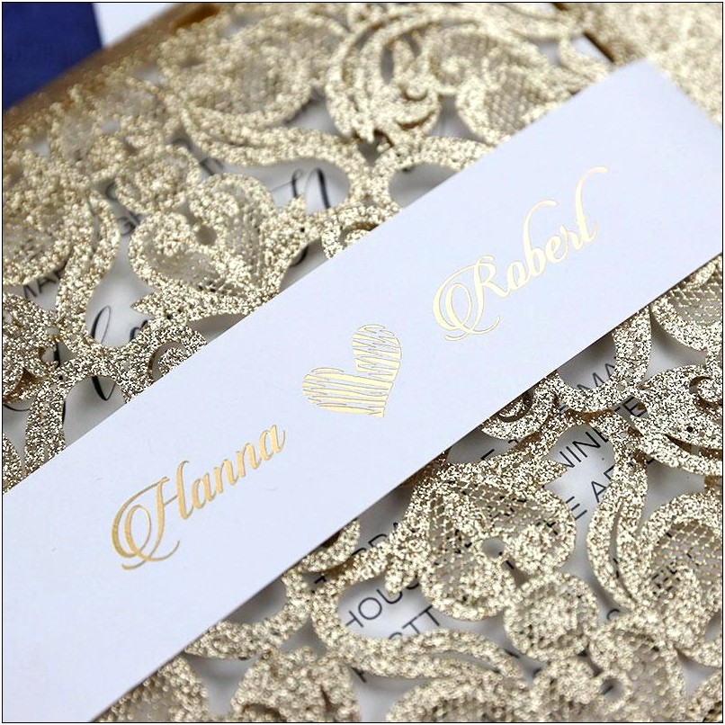 Floral Wedding Invitation Gold Laser Cut