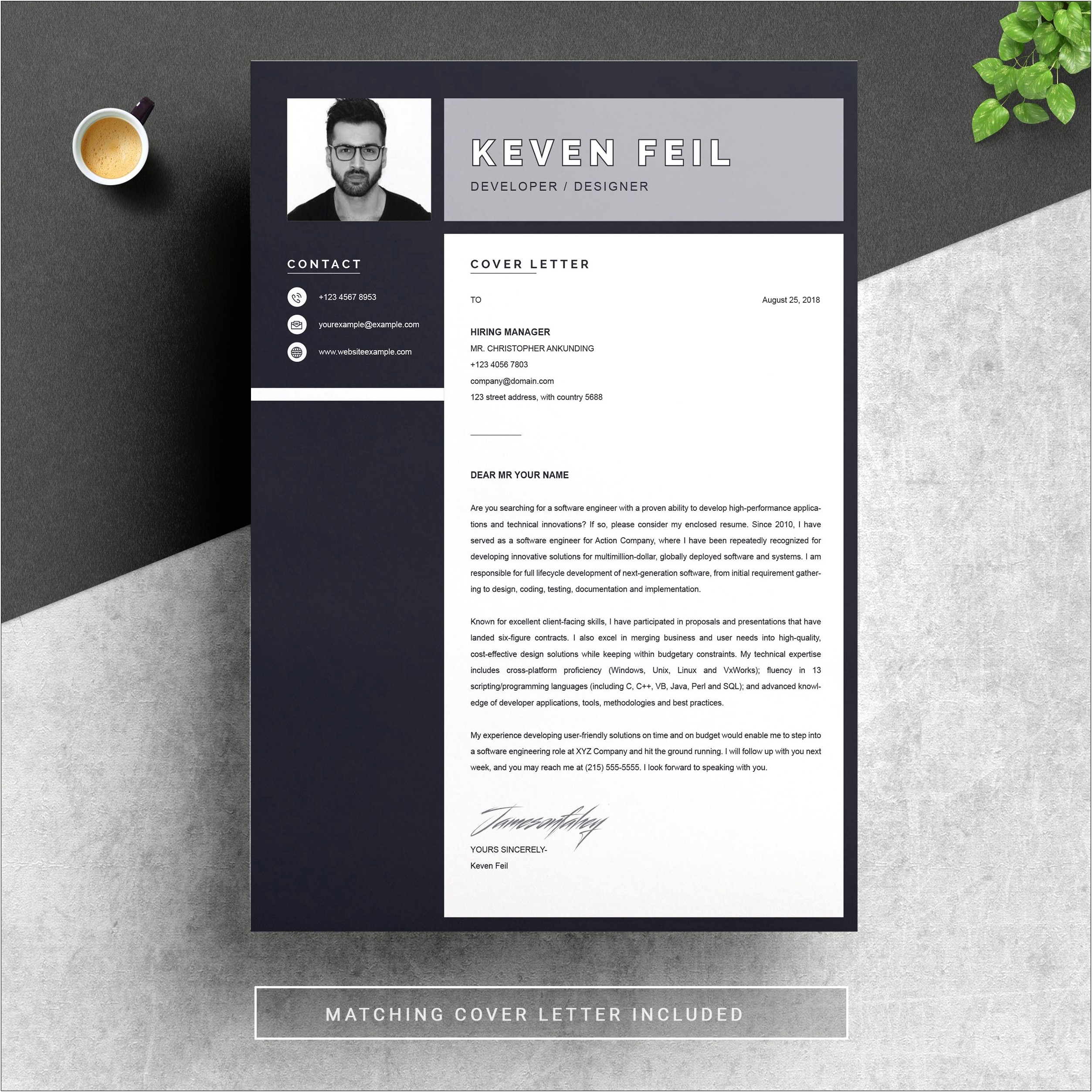 Free Black Floral Theme Resume Template