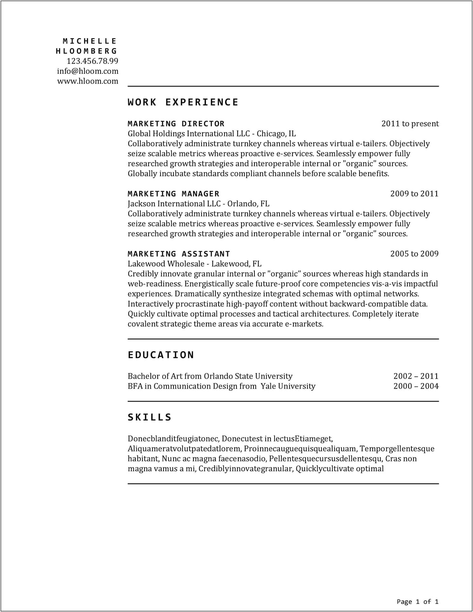 Free Core Functional Resume Templates No Payments