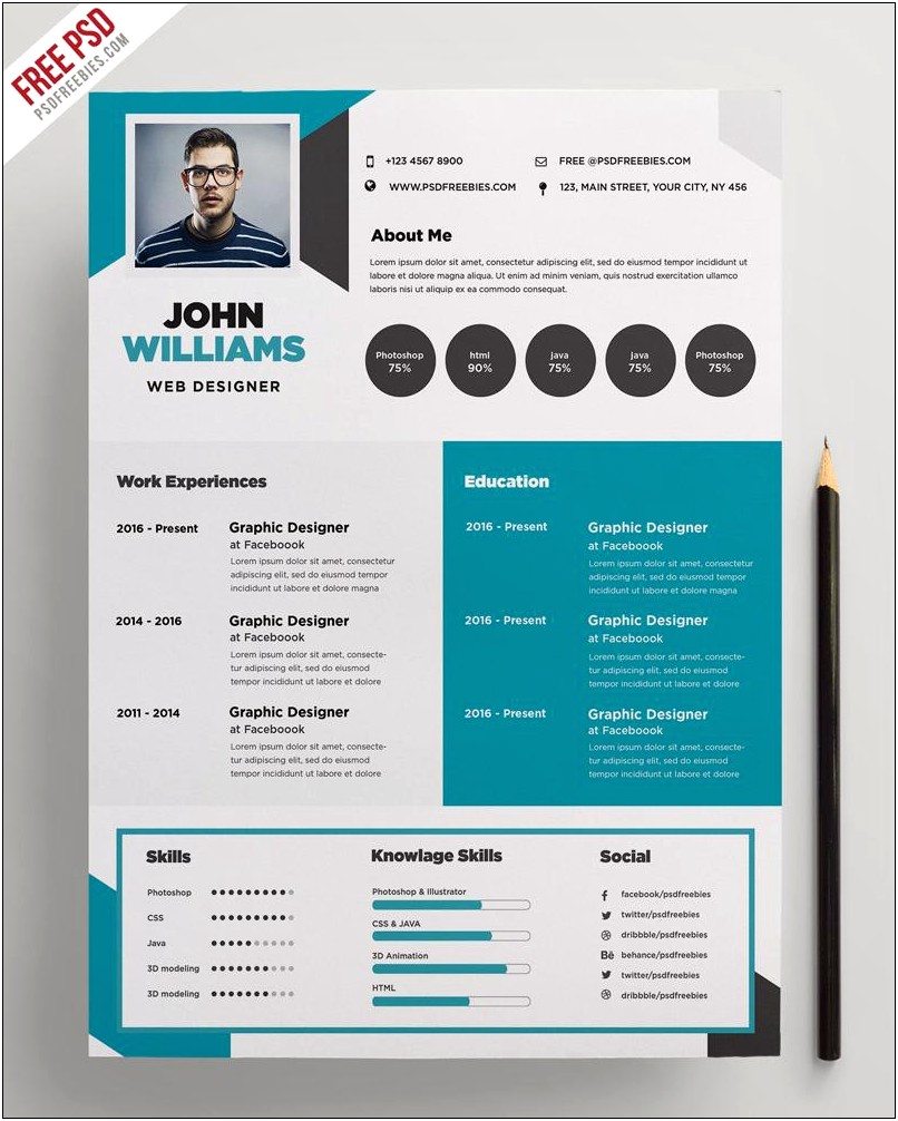 Free Creative Resume Template Free Psd Download