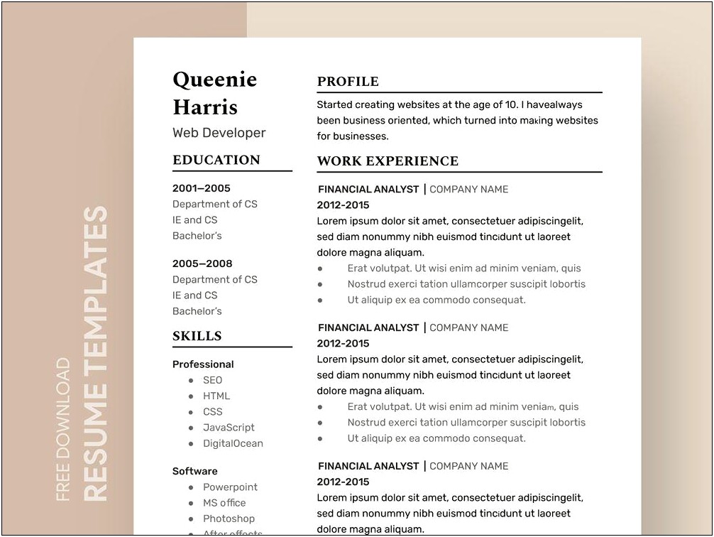 Free Download Resume Templates With Icons