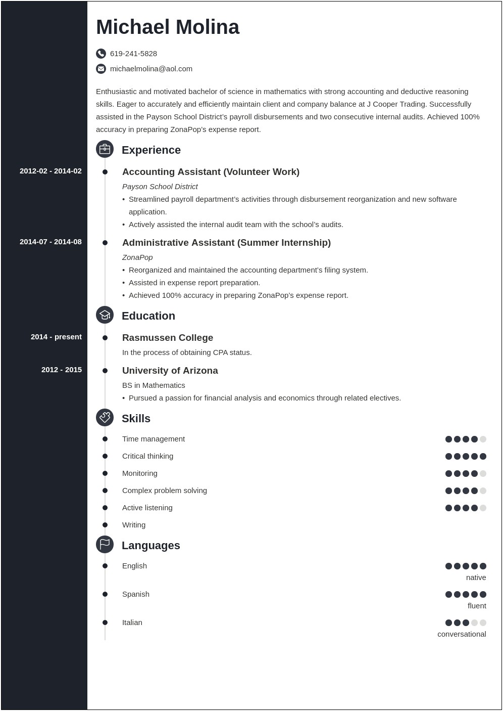 Free Entry Level Accounting Resume Template