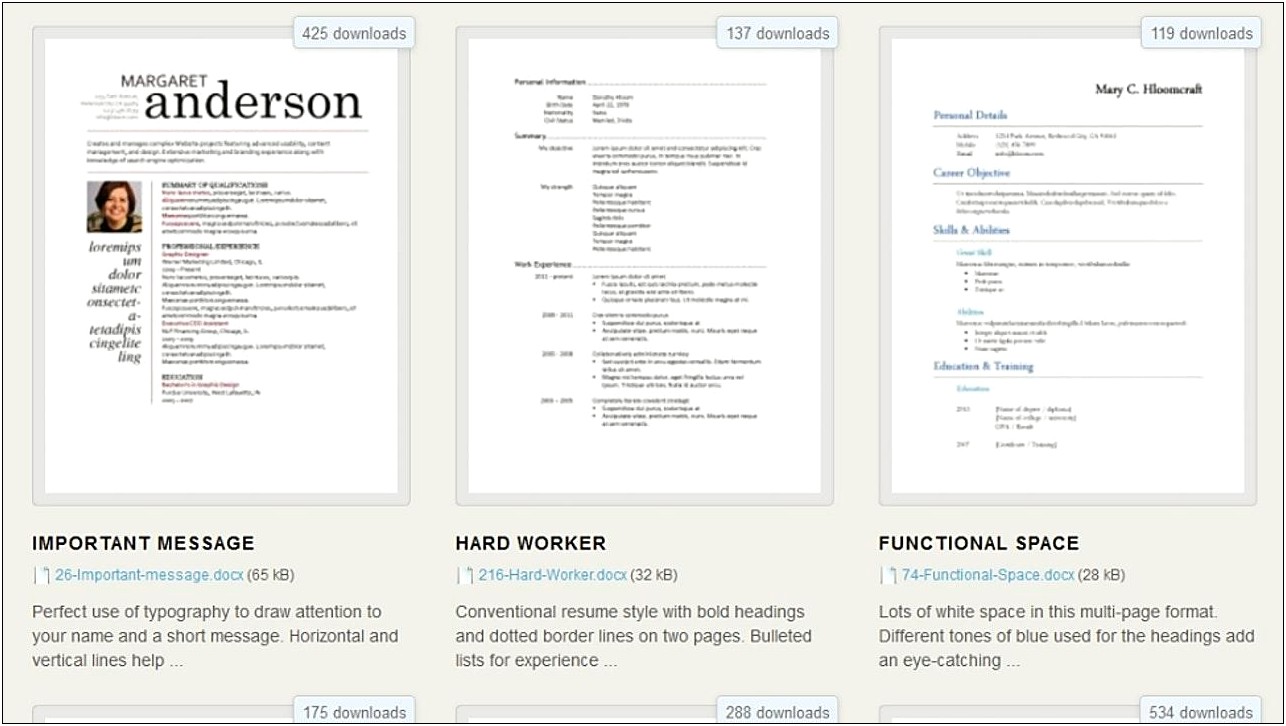 Free Microsoft Word Resume Templates 2010