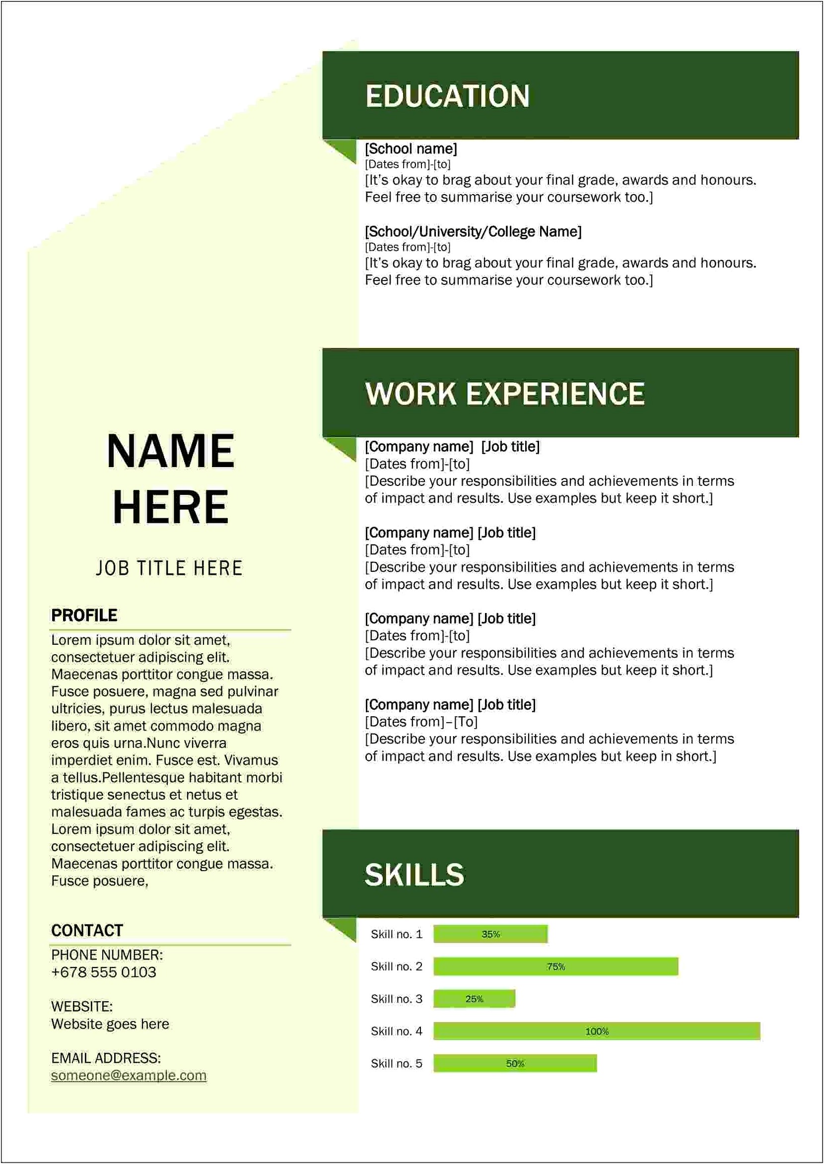 Free Pre Made Business Resume Templates