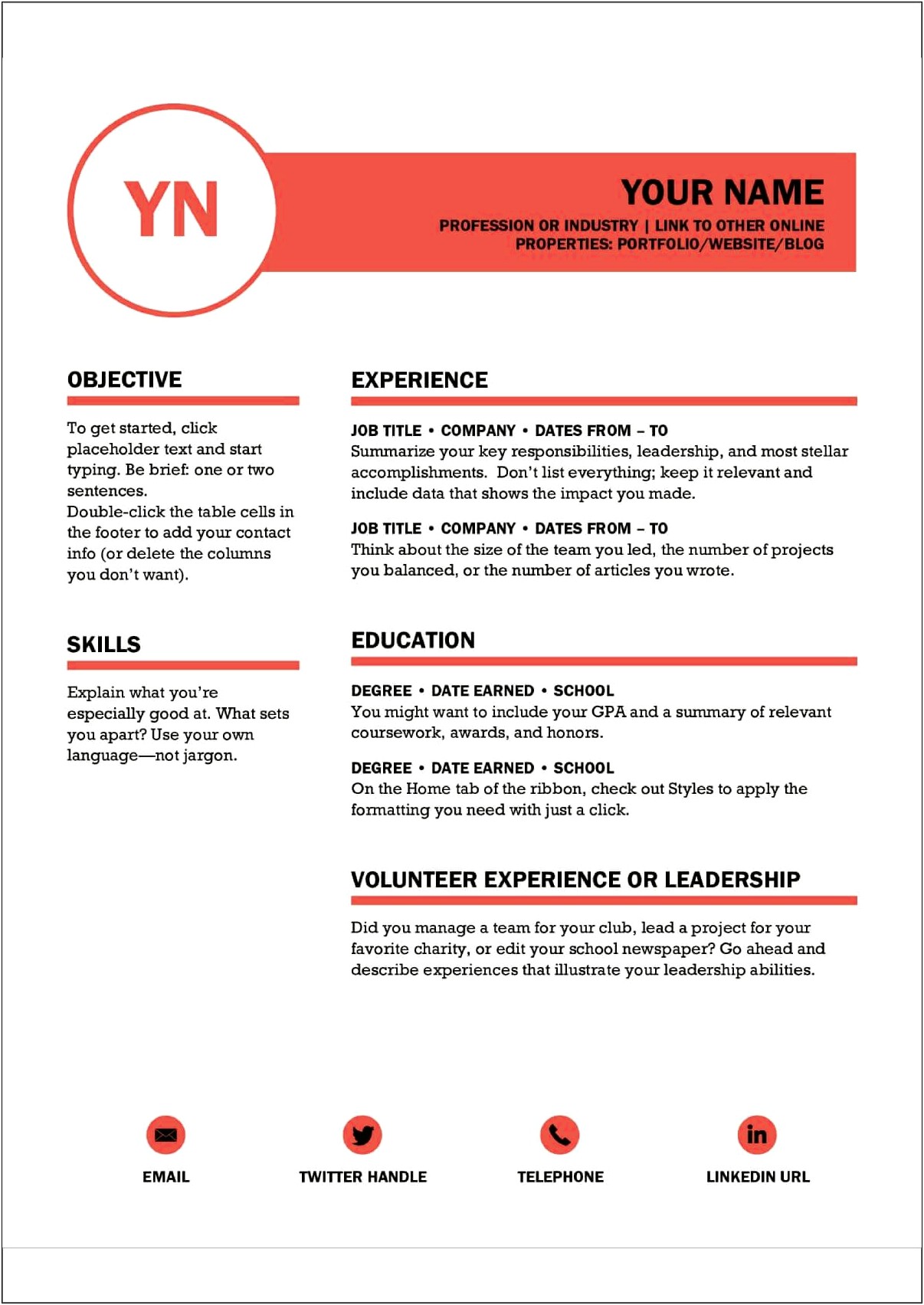 Free Printable Resume For High School Students