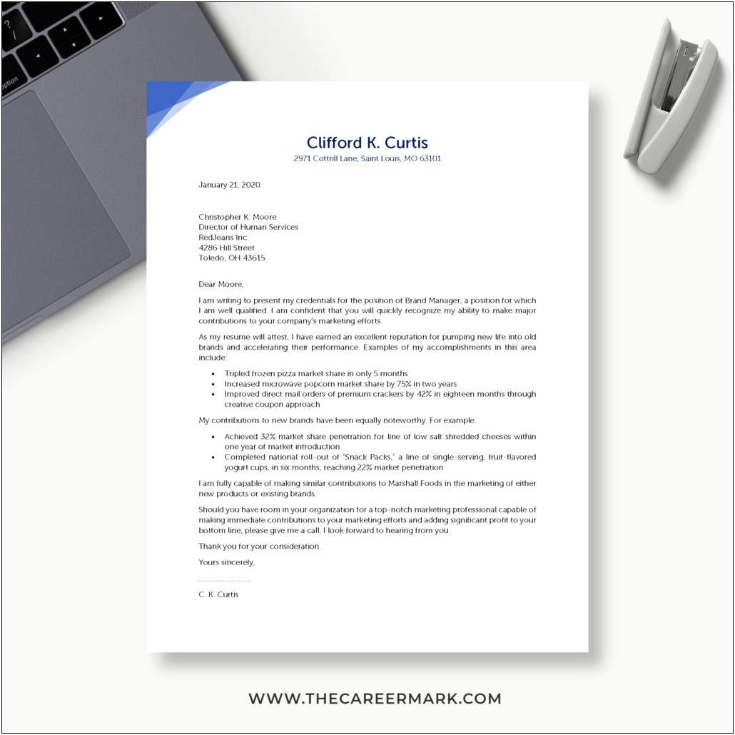 Free Professional Cover Letter For Resume