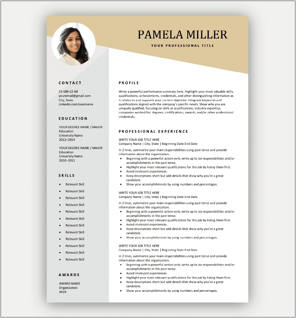 Free Professional Resume Templates Fro Students
