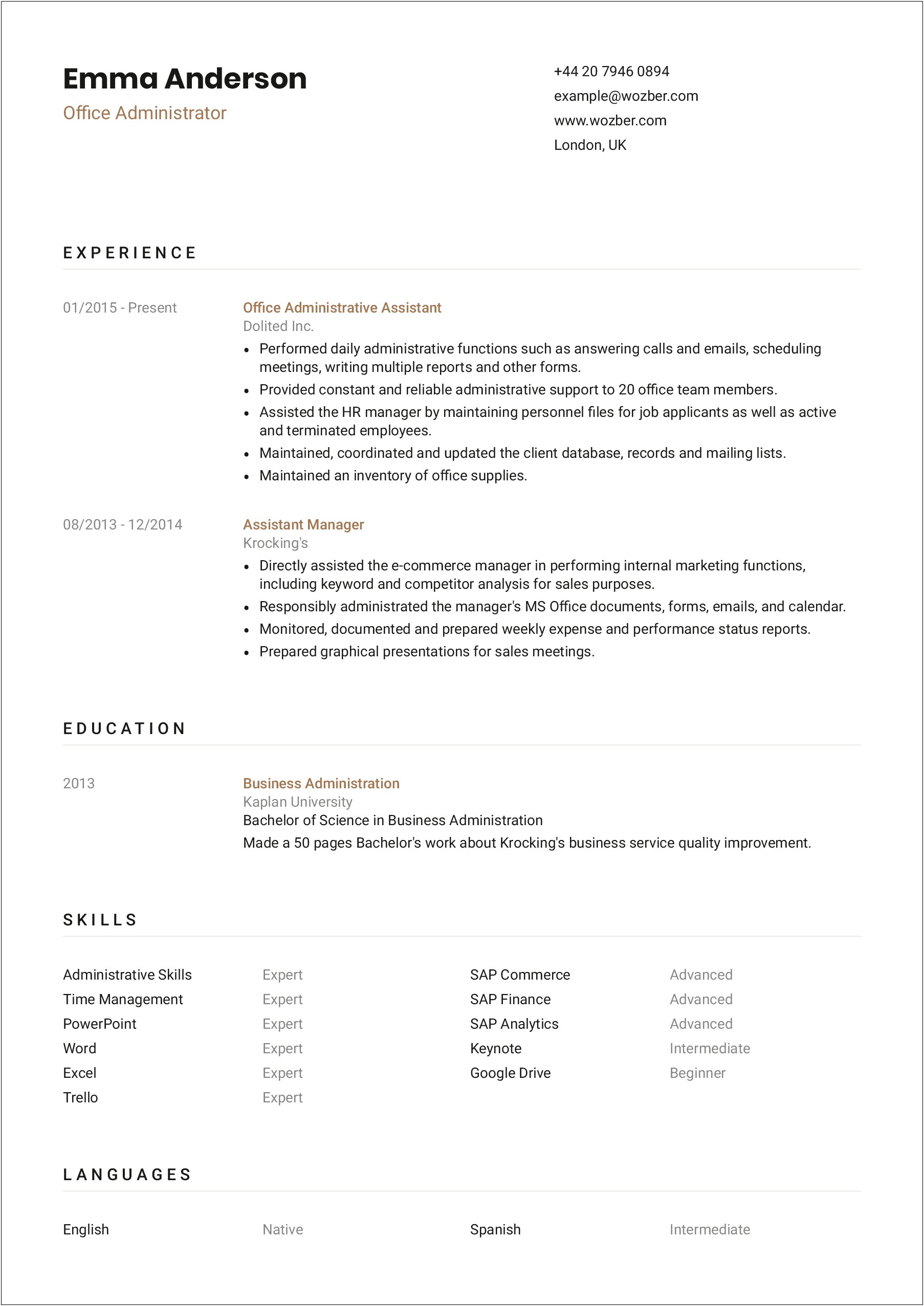 Free Resume Template For Benefits Specialist