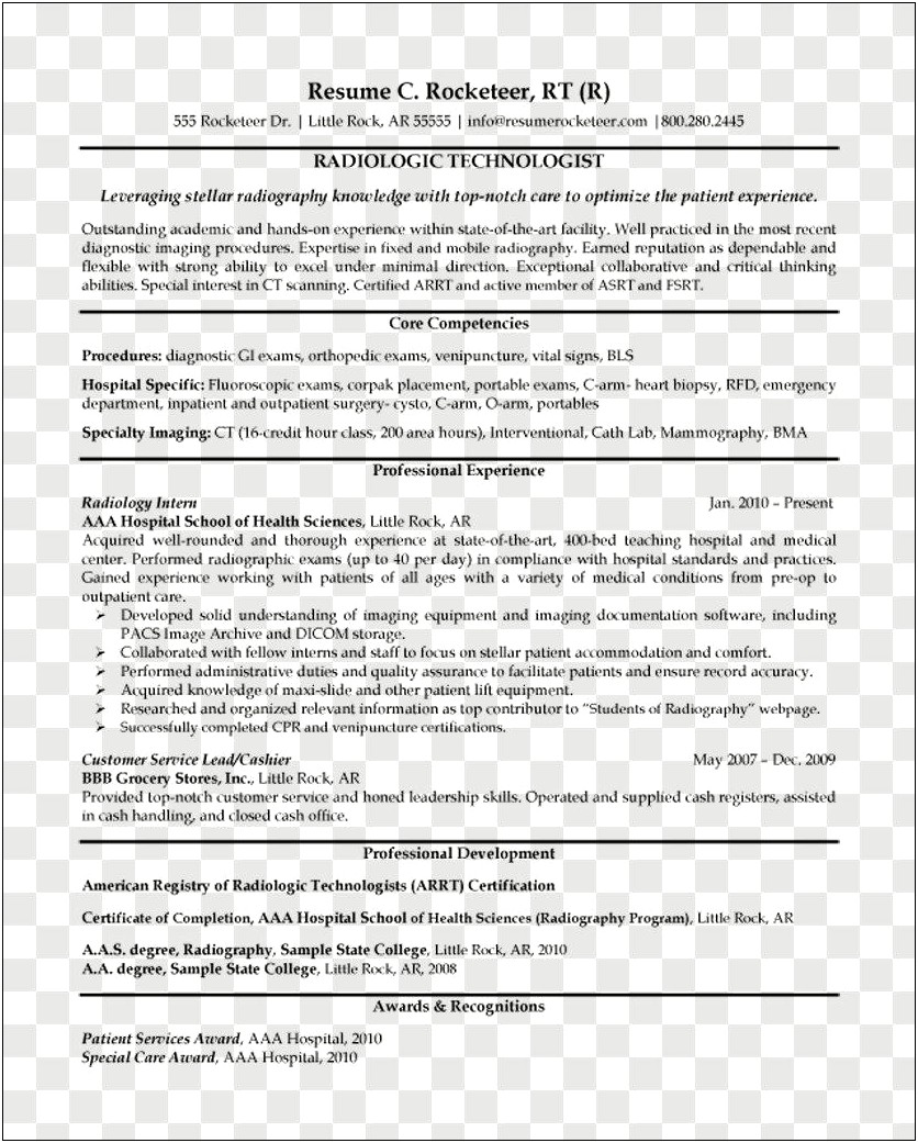 Free Resume Template For Nuclear Medicine Technologist