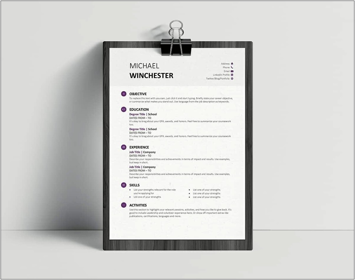 Free Resume Templates Download For Wordpad
