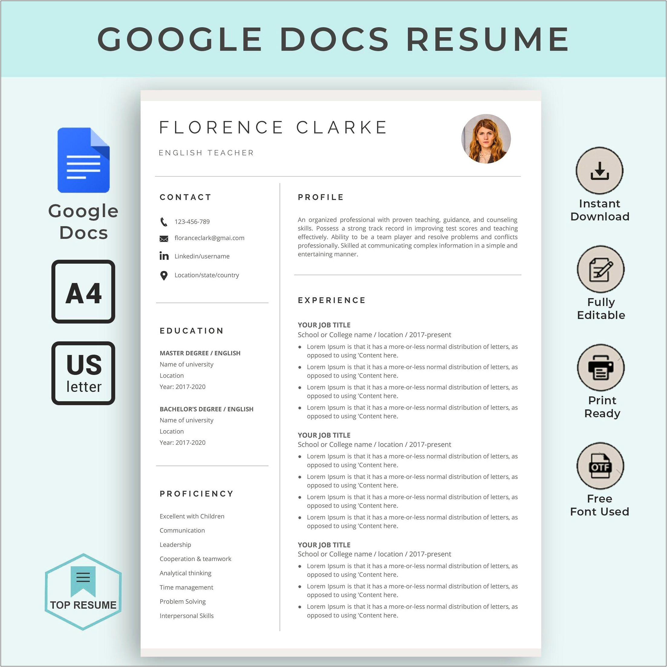 Free Resume Templates Download Google Docs