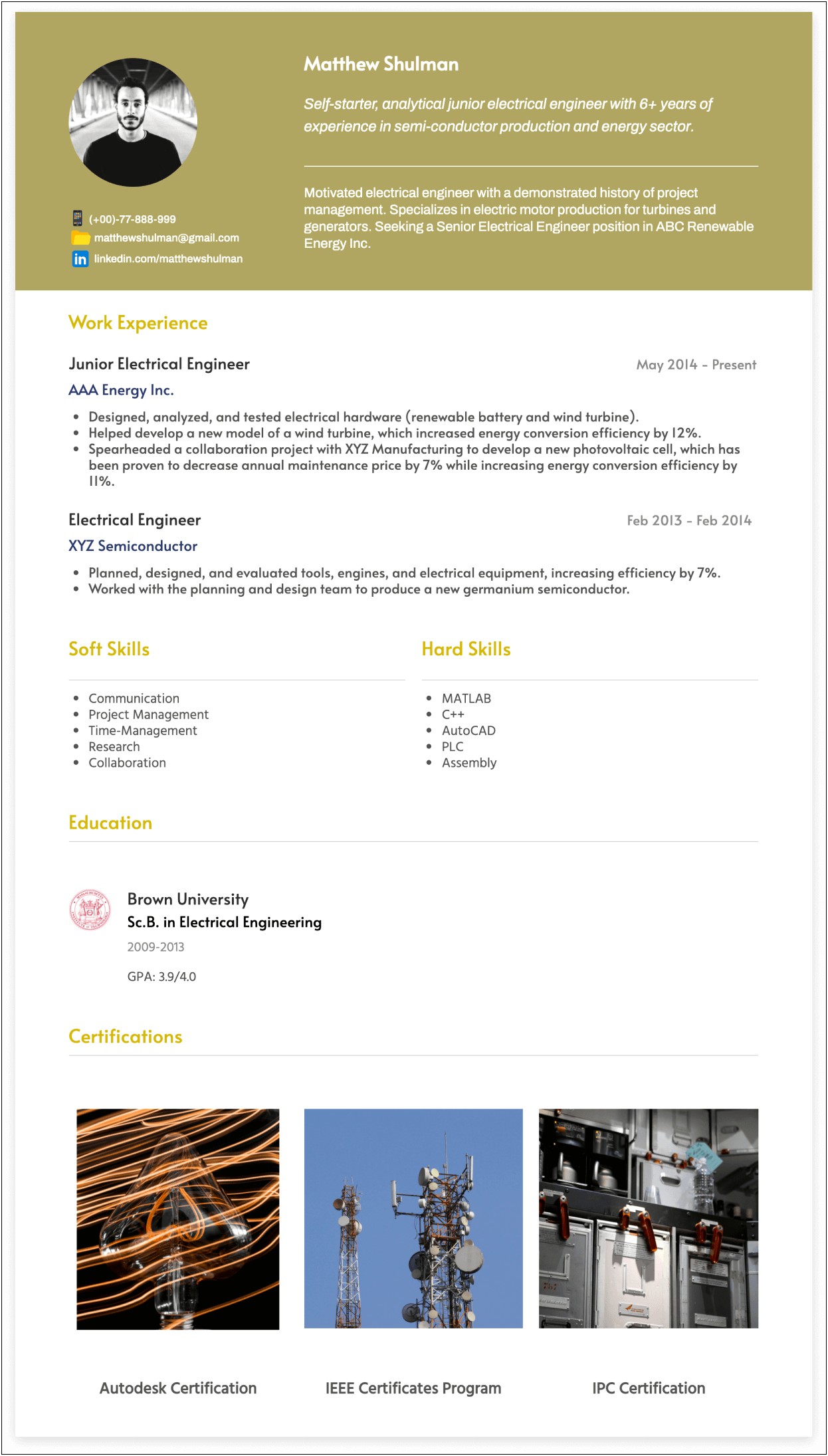 Free Resume Templates For Electrical Engineers