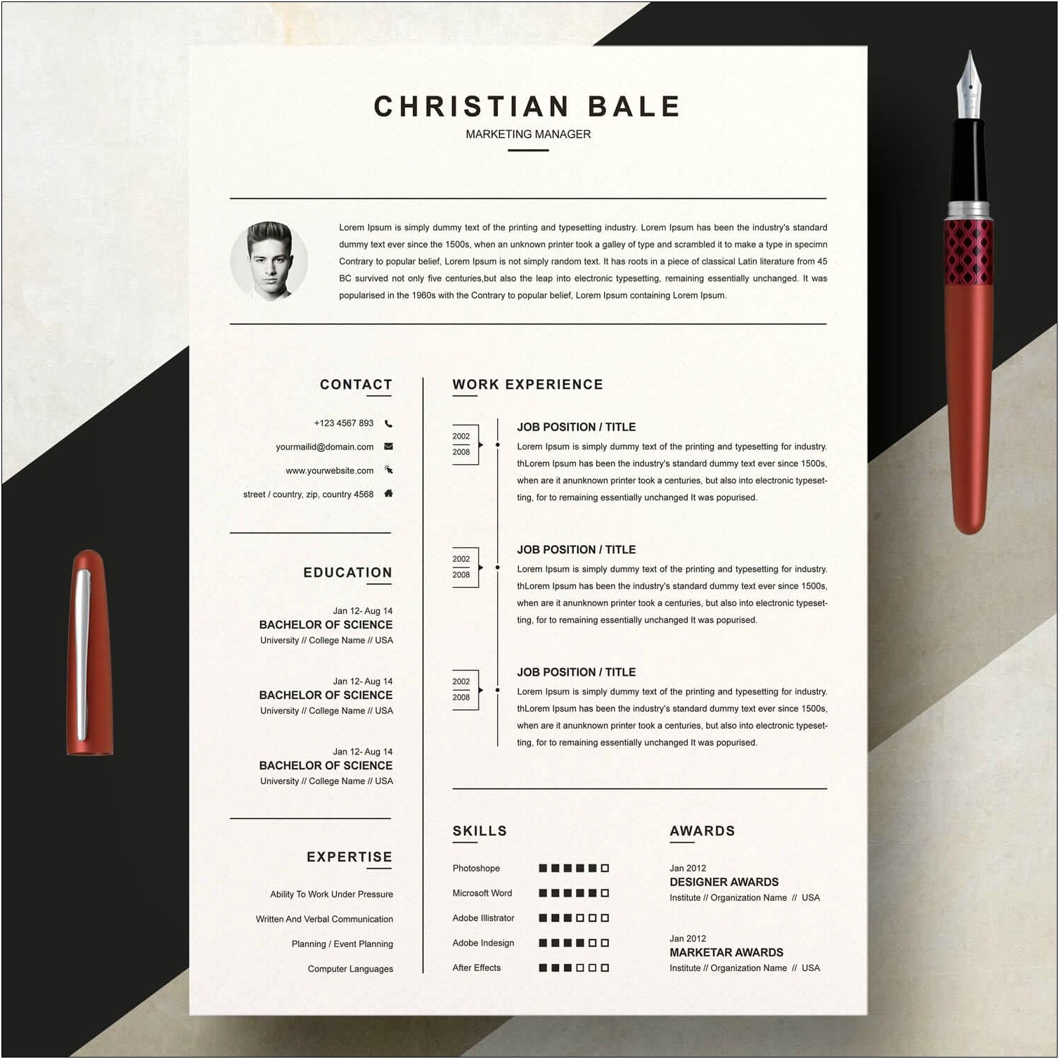 Free Resume Templates For Marketing Positions