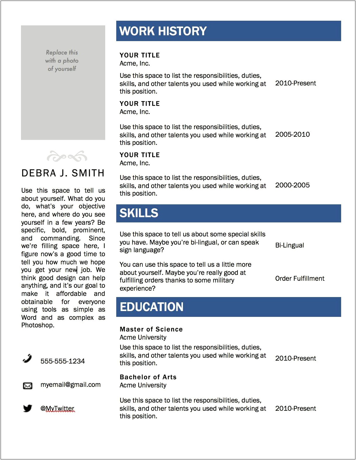 Free Resume Templates For Microsoft Office 2003