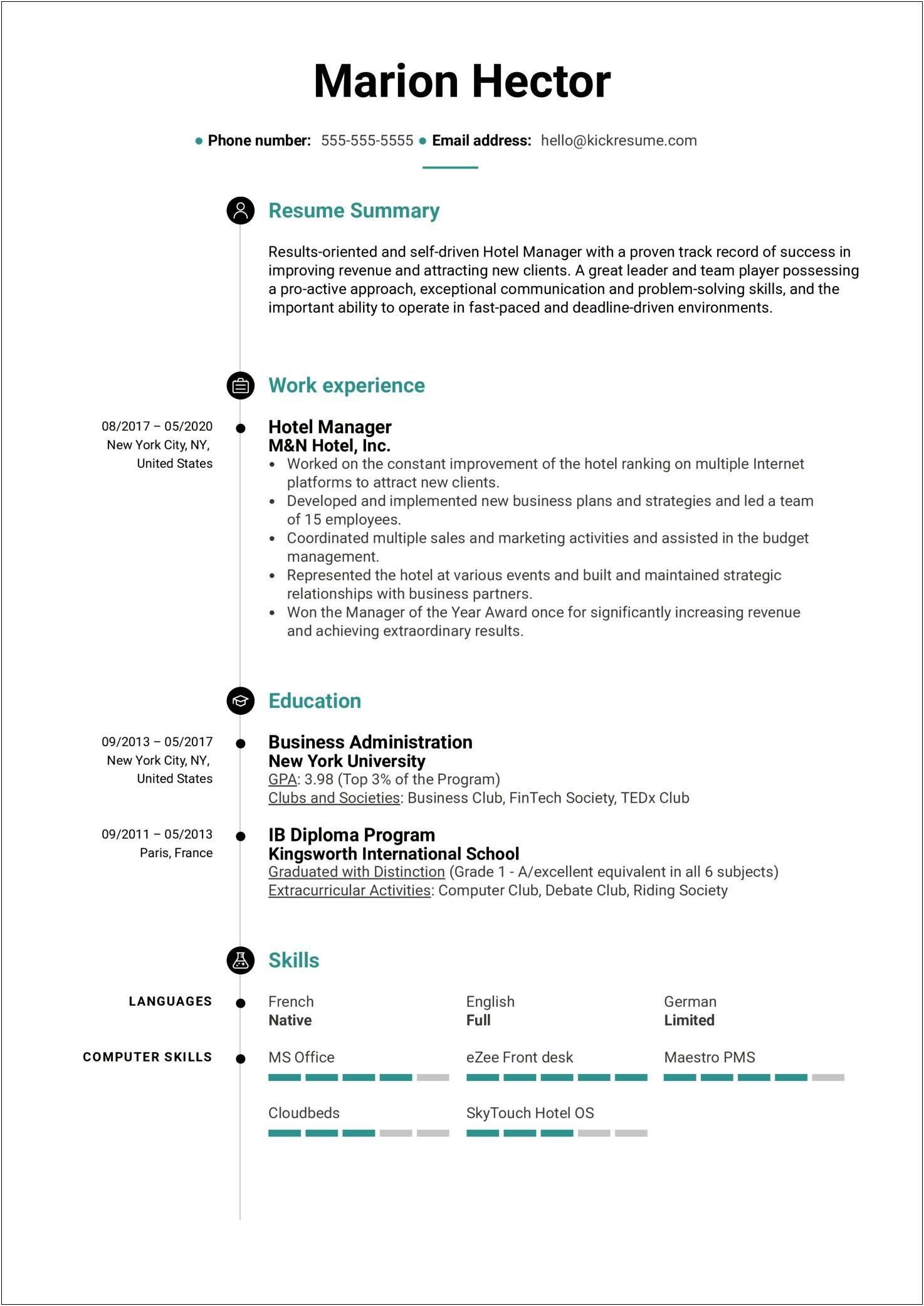 Free Resume Templates For Rest Managers