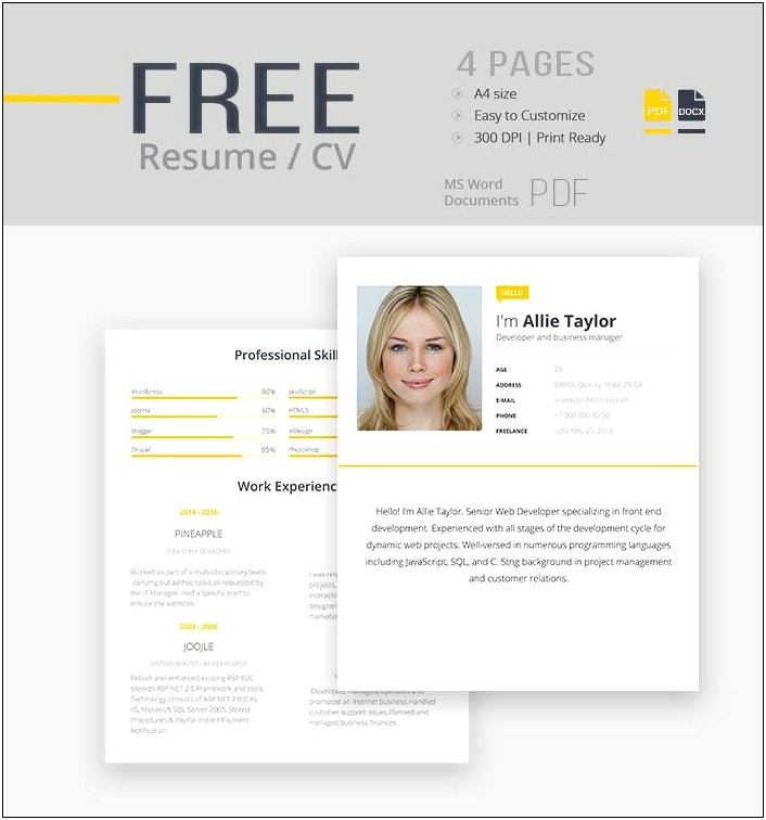 Free Resume Templates For Word 2014