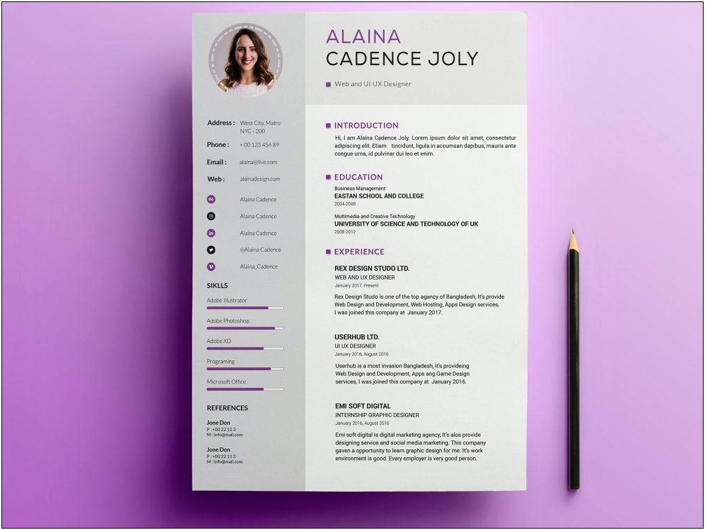 Free Resume Templates With Photo Professional