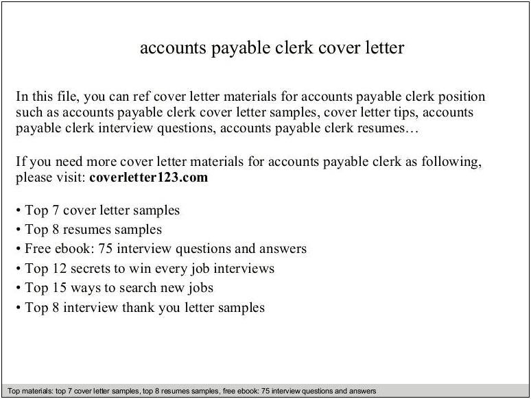 Free Sample Resume Accounts Payable Clerk