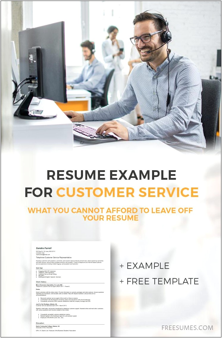 Free Sample Resume For Call Center Job