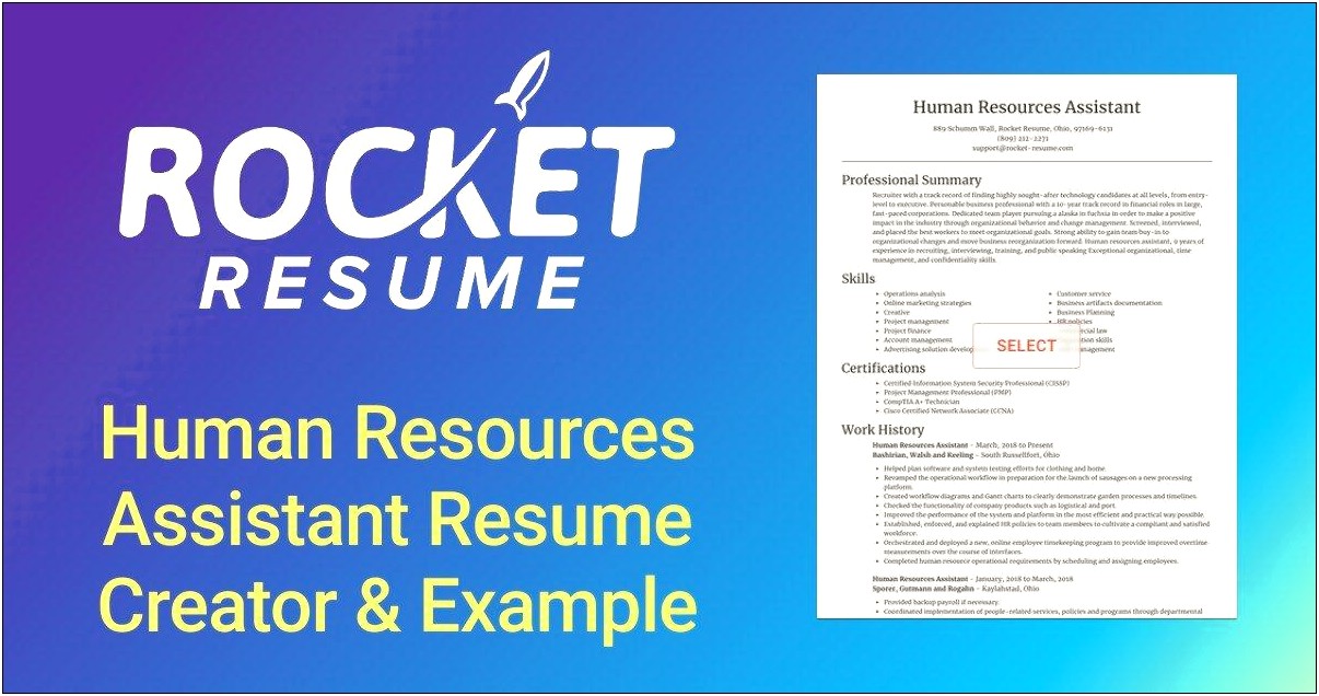 Free Sample Resume For Human Resources Assistant
