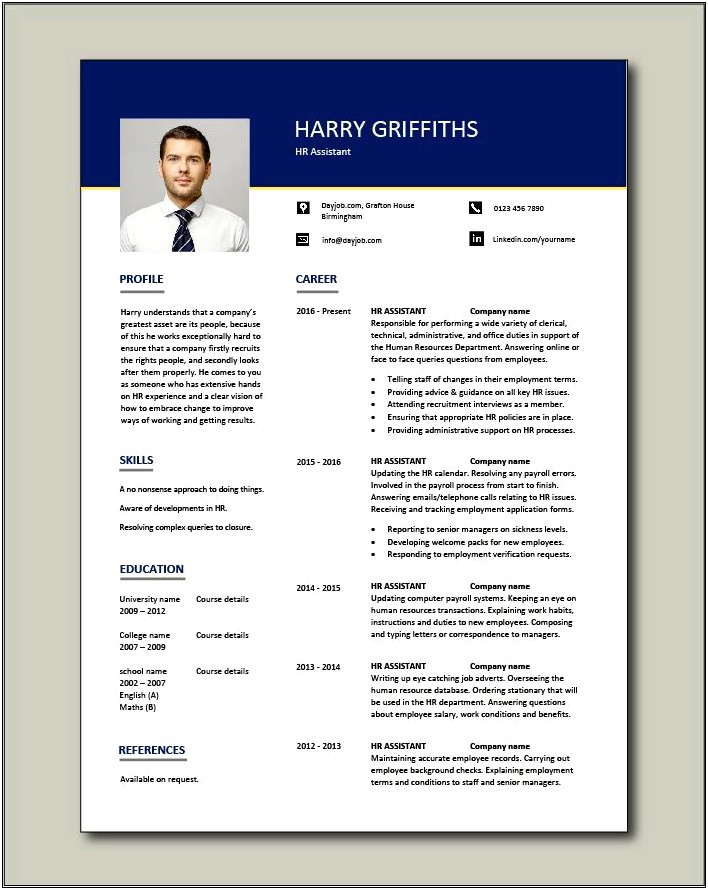 Free Sample Resume Human Resources Assistant