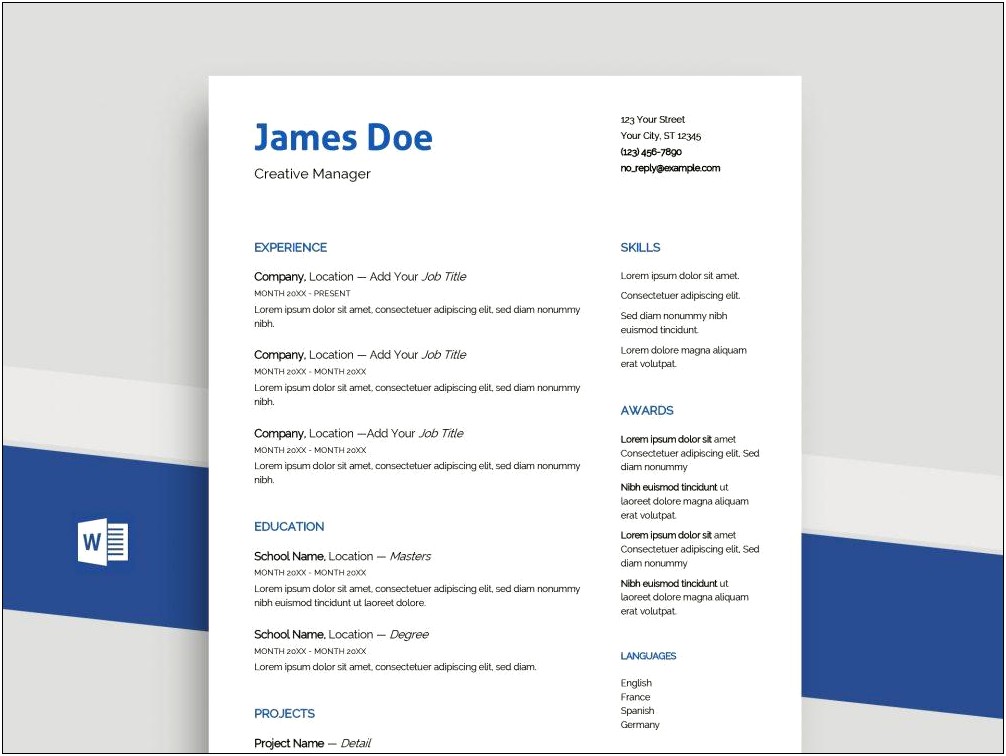 Free Template For A Simple Resume Word Doc