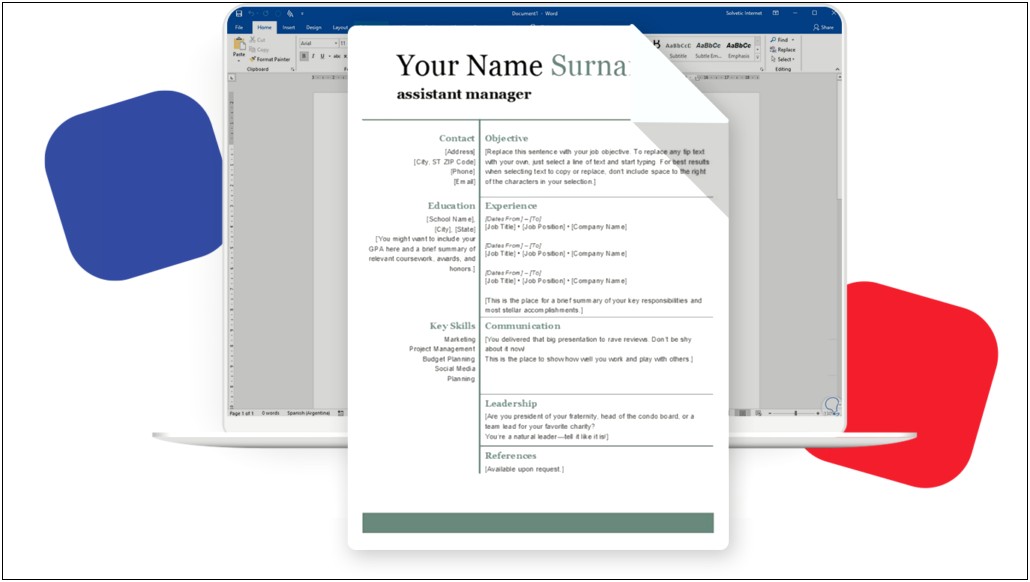 Free Word Resume Templates For Tech