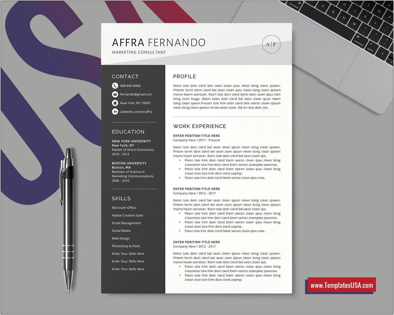 Free Word Resume Templates Modern For Mac