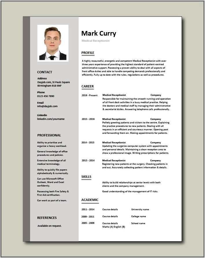 Front Desk Receptionist Joffice Collegeob Description Resume