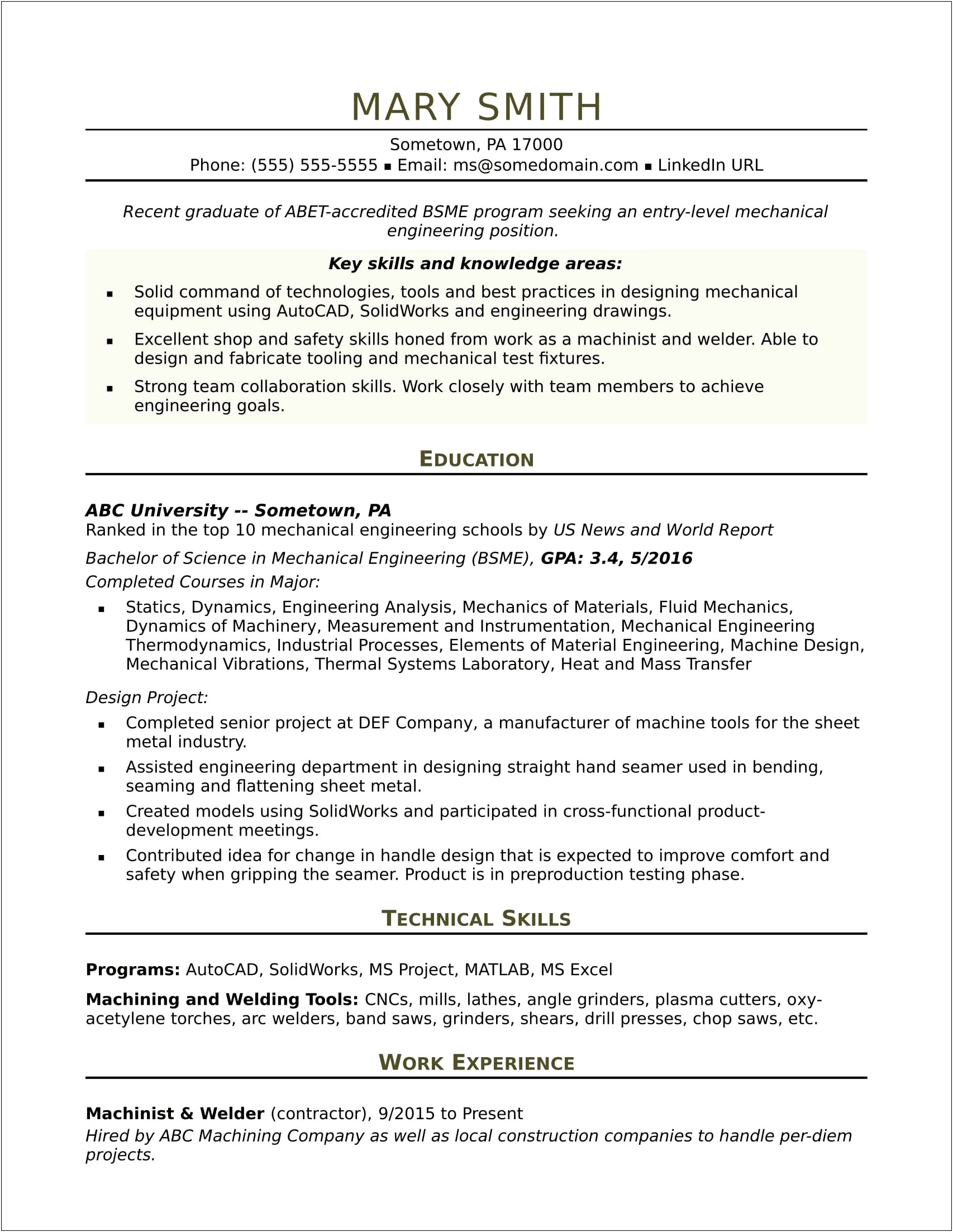 Functional Entry Level Resume Free Template Download